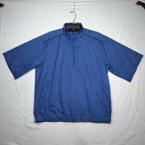 Nike Golf 1/4 Zip Wind Shirt Short Sleeve‎ Mens Medium Blue Zippered Pockets